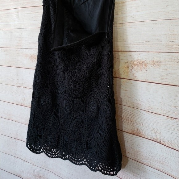 Rare! Orley 100% Silk Crochet Knit Lined A-Line Skirt - Picture 5 of 6